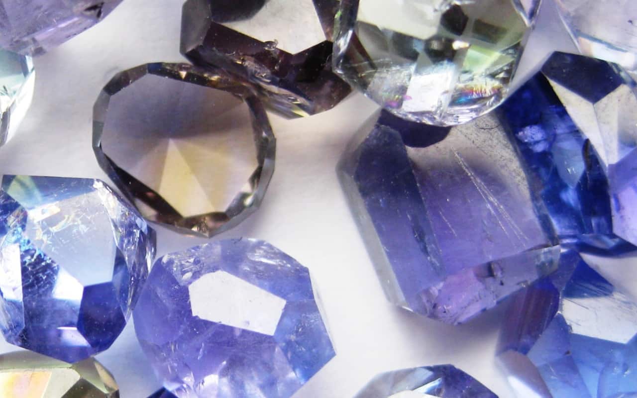 Different coloured Tanzanite stones obtained after Tanzanite mining