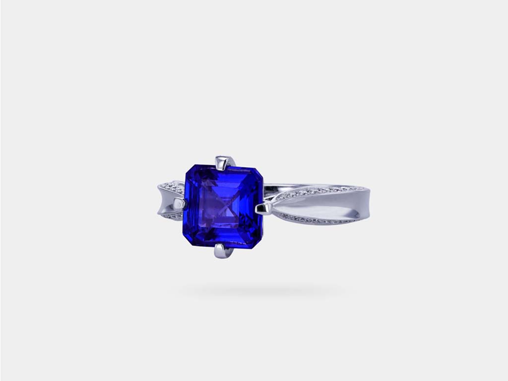 what is a cushion cut gemstone?. A Tanzanite Cut Gemstone in a Ring