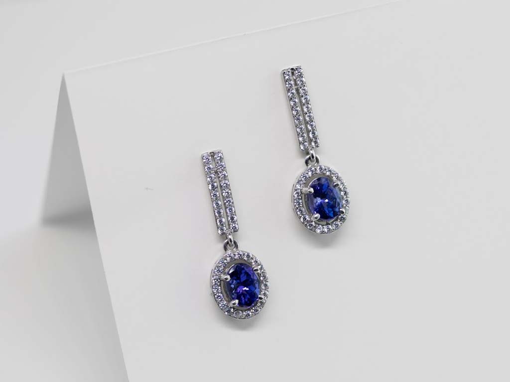 Sophisticated Tanzanite stud earrings, merging the distinct blue color of Tanzanite with a timeless design, creating a must-have piece for jewelry enthusiasts.